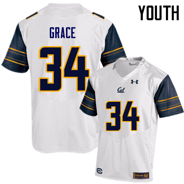 Youth #34 De'Zhon Grace Cal Bears (California Golden Bears College) Football Jerseys Sale-White